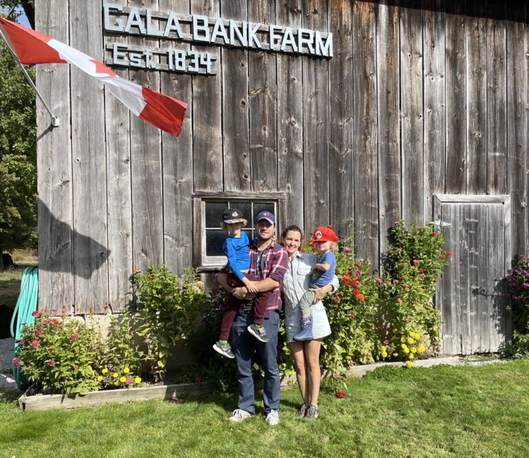 Ontario Liberal Leadership Candidate Nate Erskine-Smith and his family at a farm in Rural Ontario